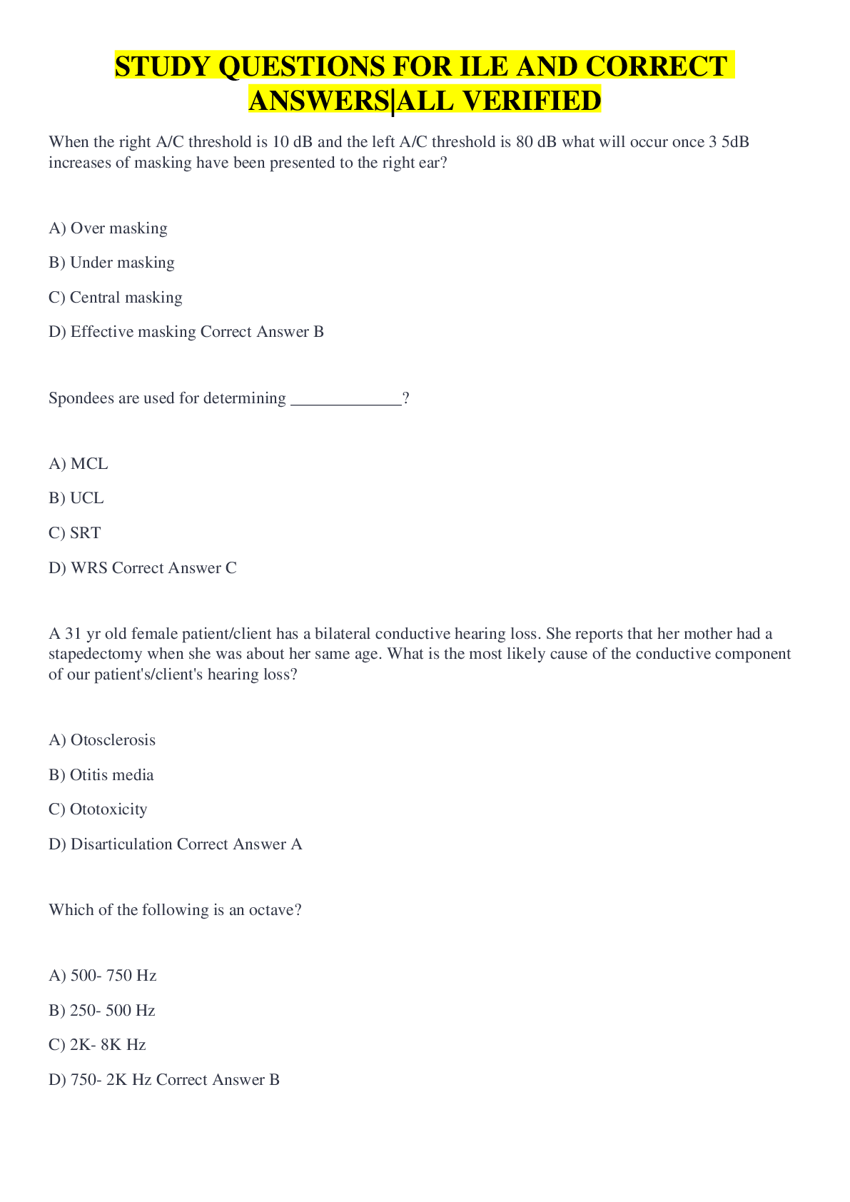 Preview image for STUDY QUESTIONS FOR ILE AND CORRECT ANSWERS|ALL VERIFIED
